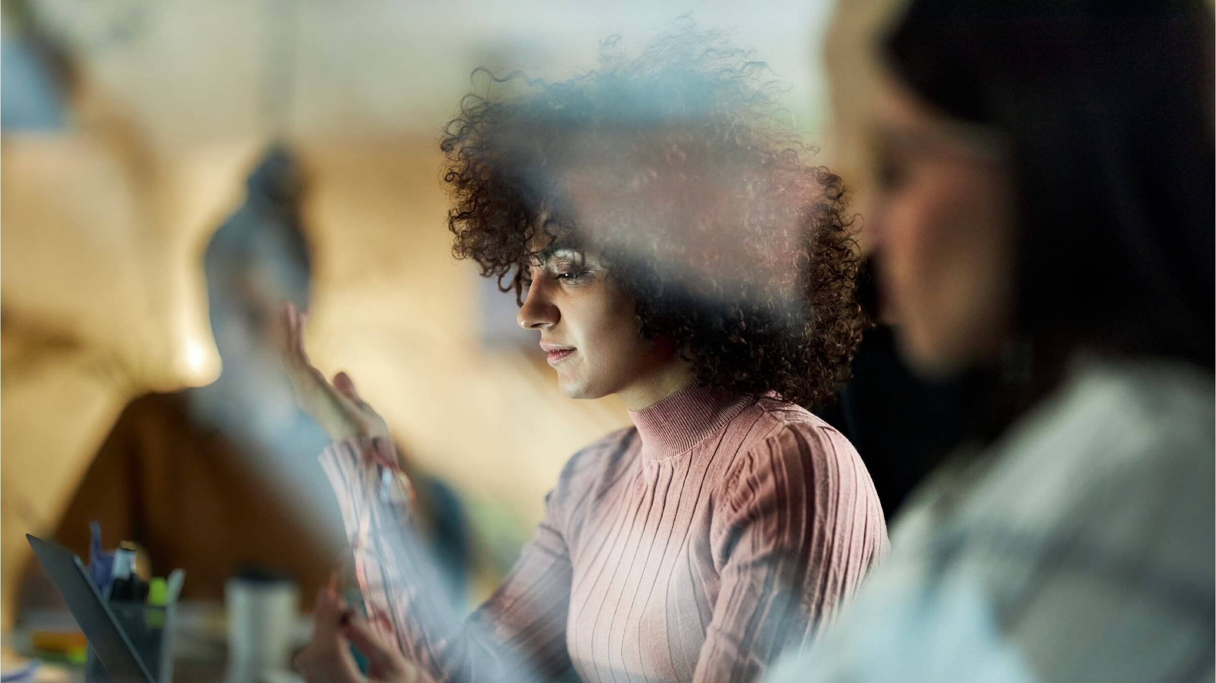 young female video call laptop header