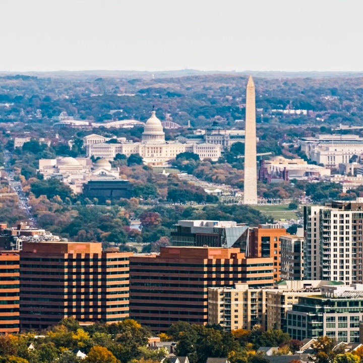 aerial view of DC buildings